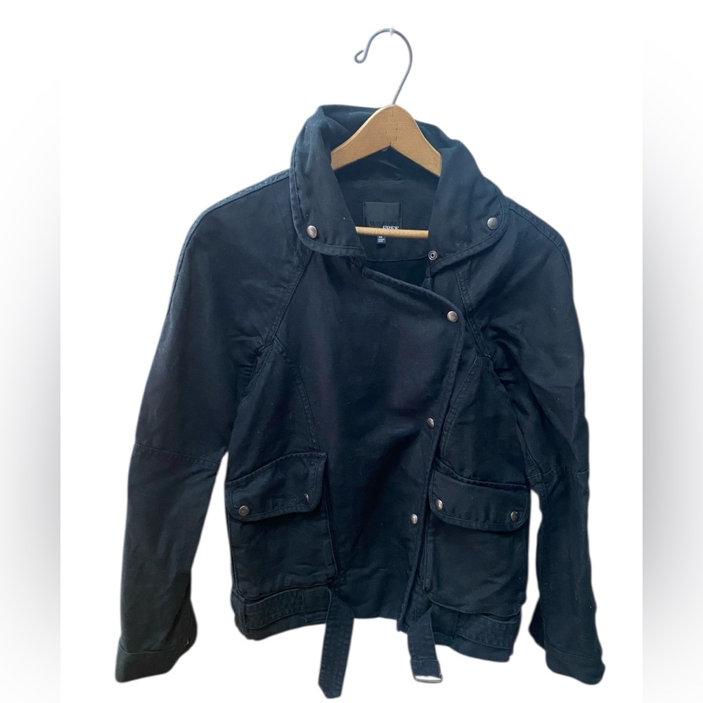 Wilfred Linen blend Black Asymmetrical Snap-Closure Jacket